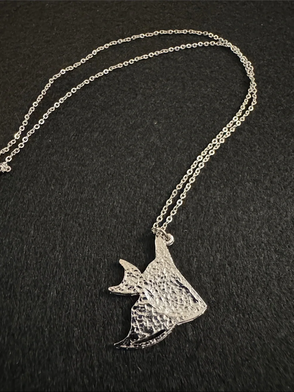 Silver Angelfish Pendant Necklace - Silver Tone